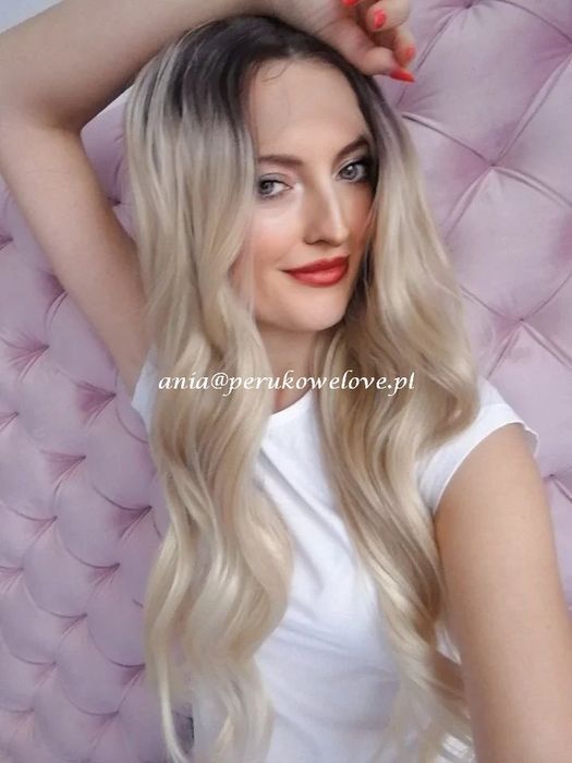 peruka blond ombre fale lace front włosy jak naturalne