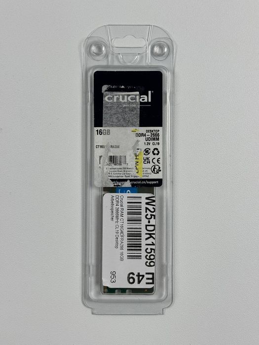 Оперативна пам'ять Crucial DDR4 DIMM 16GB 2666MHz (CT16G4DFRA266)