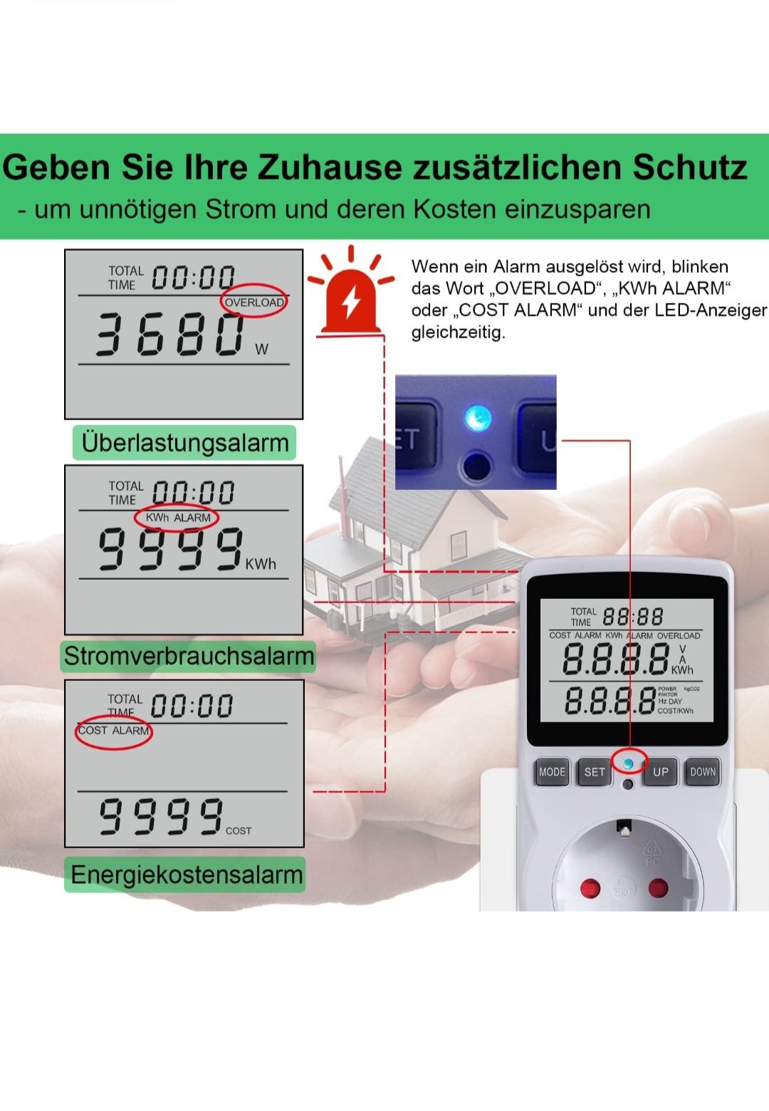 NOVKIT Miernik kosztów energii, miernik zużycia energii, gniazdko, lic