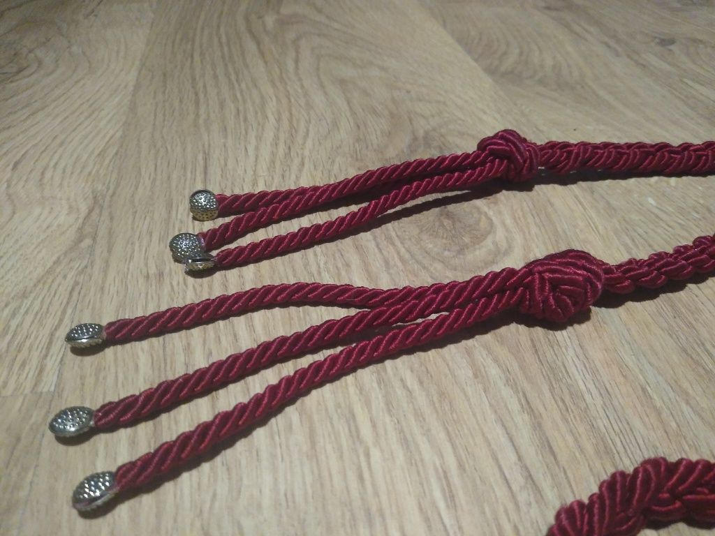 Bordowy sznur ozdobny pasek pleciony czerwony do alby