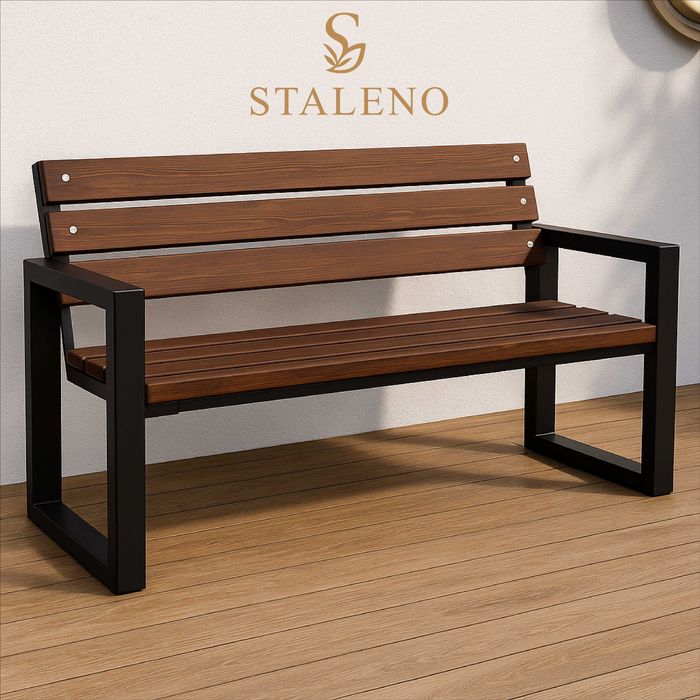 Zestaw loftowy PREMIUM • 2 ławki + stół • ręczna robota • steal + wood