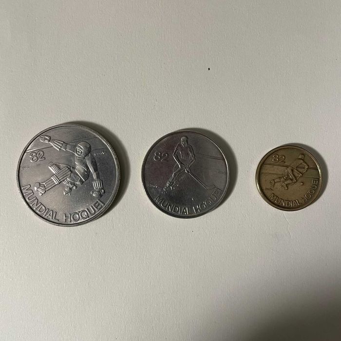3 Moedas colecionáveis Mundial de Hóquei em Patins 1982