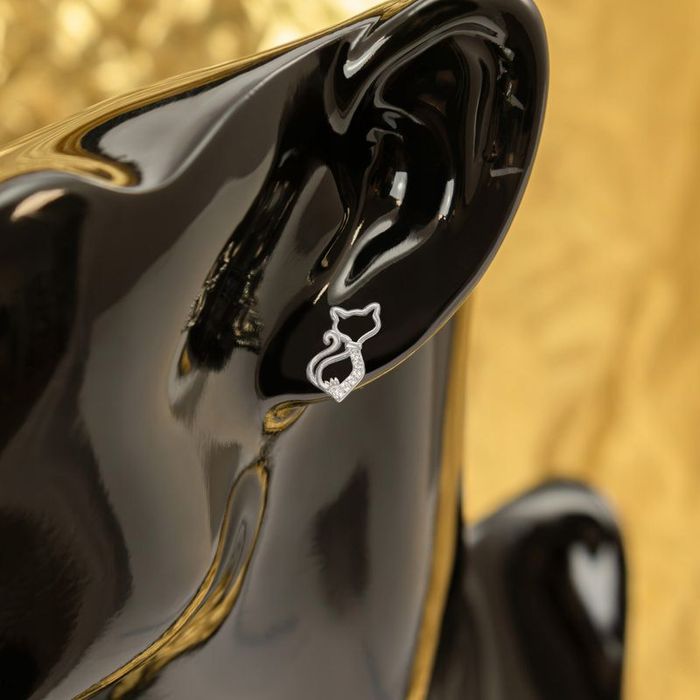 Kolczyki Srebrne Kotki Dla Dziewczynki 925 Na Komunię Na Chrzest + Gra