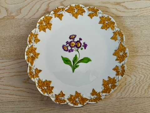 Miśnia Meissen patera złocenia kwiaty stan idealny - bardzo duza 34 cm