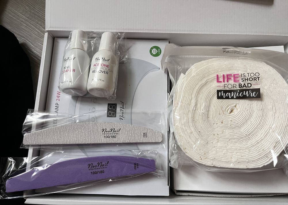 NEONAIL Zestaw NOWY do hybryd paznokci manicure + lampa UV
