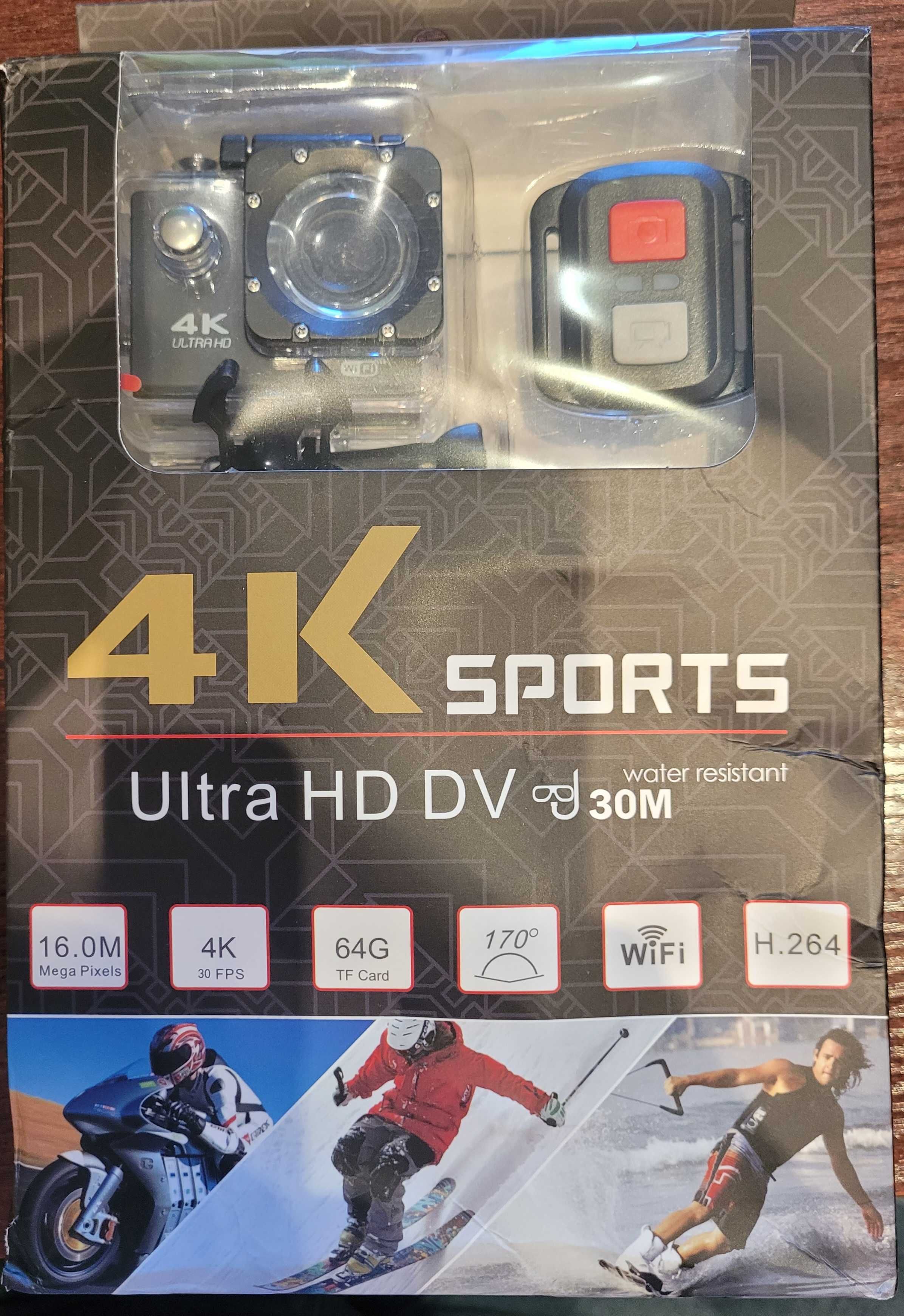 Kamera Ultra HD 4K/30fps WiFi 2.0 cali   wodoodporna, na kask sportowa