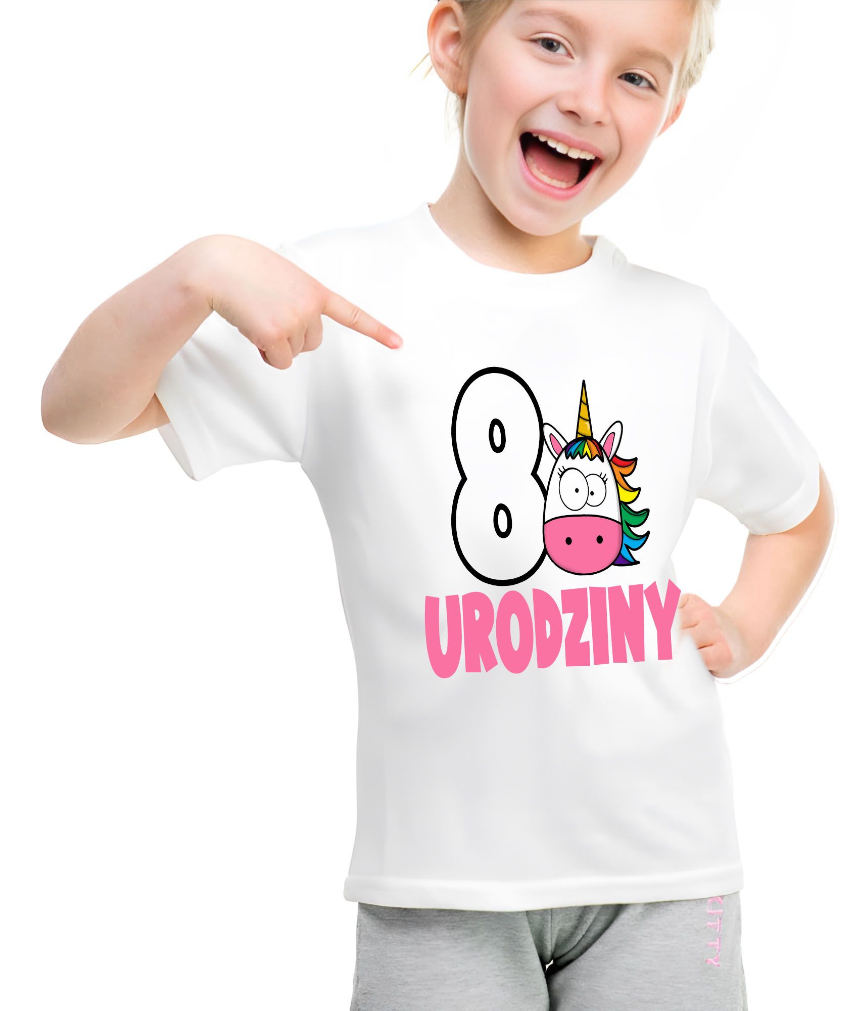 T-shirt Urodzinowy "Jednorożec" na 8. Urodziny (122-128cm)