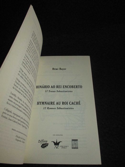 Livro Hinário ao Rei Encoberto 17 Trovas Sebastianistas Rémi Boyer