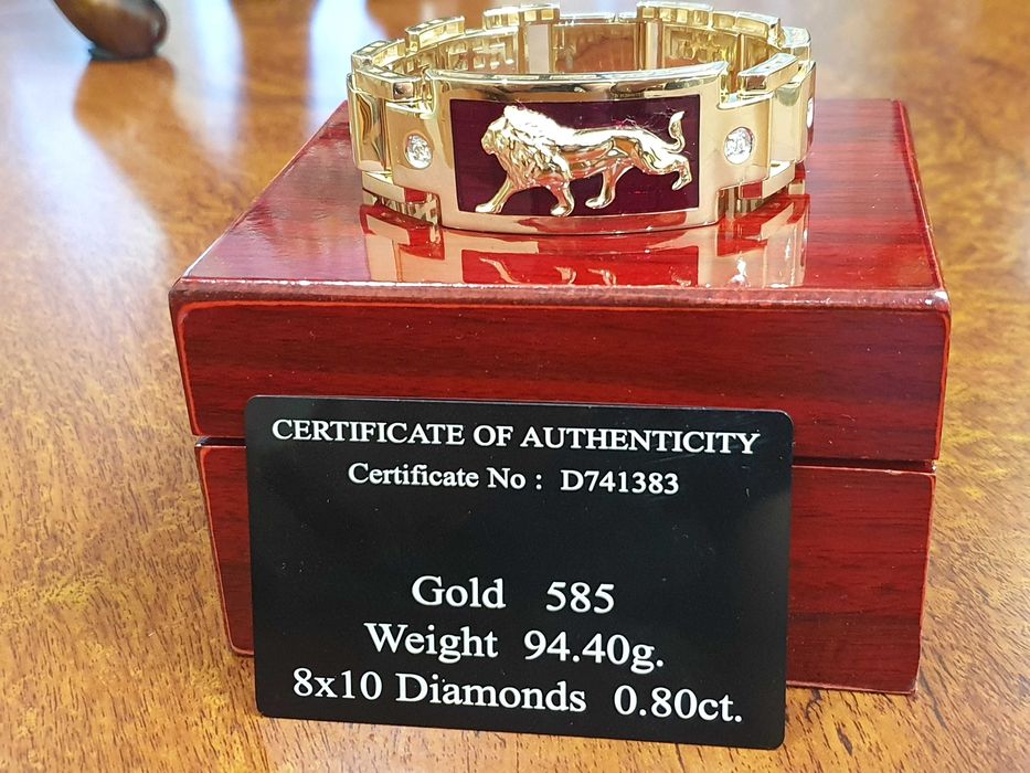 ZŁOTA BRANSOLETKA Waga-94,4 gr.Z Diamentami-585próba-Ręcznie Robiona.