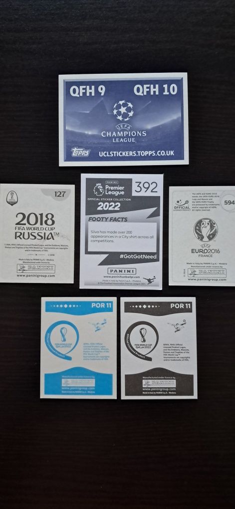 6 cromos Futebol de Bernardo Silva da Panini