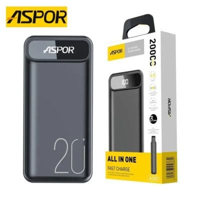 Power Bank Aspor A396 20000mAh Fast Charge (22.5W/PD/USB-C+2USB-A)- чо
