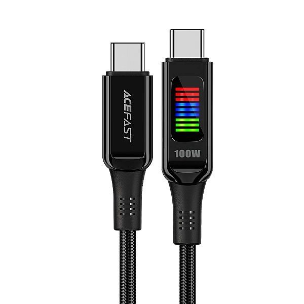 Kabel Acefast C7-03 Usb-c Usb-c 100w 1.2m z wyświetlaczem - czarny