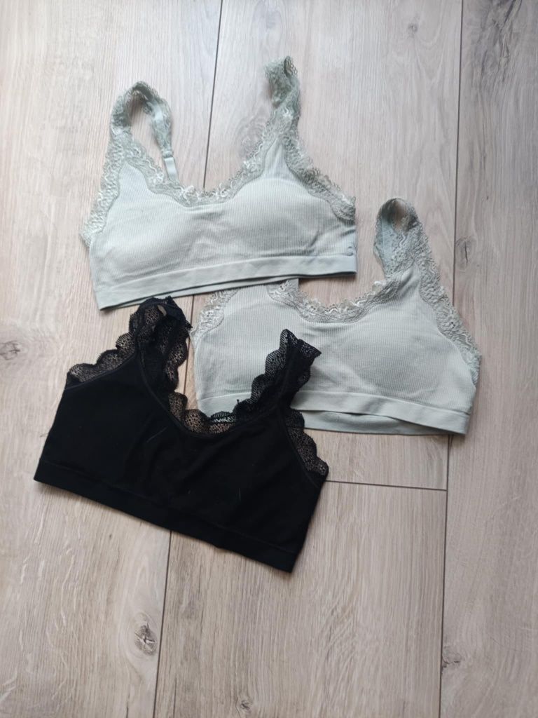 3 szt staników mlodzieżowych, H&M,/ Greenice,r.S