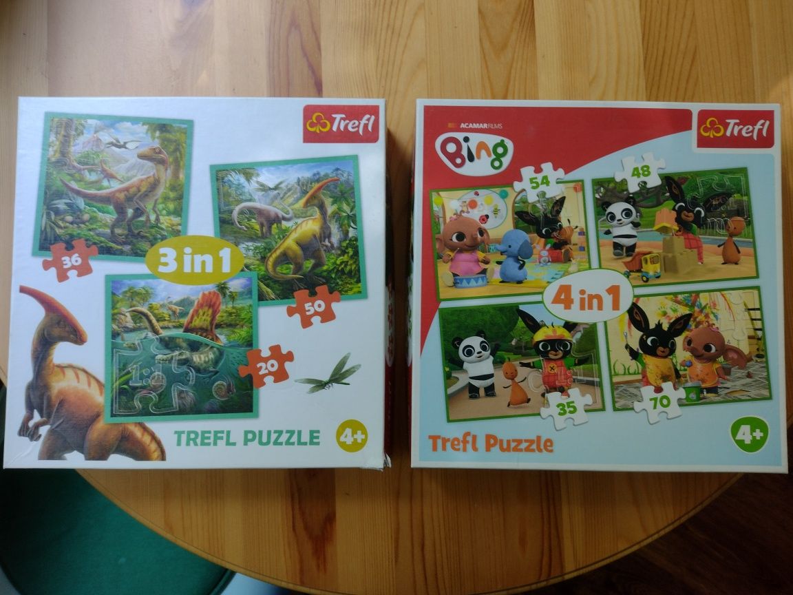 7 x puzzle dla 4-latka Bing i dinozaury 20-70 elementów