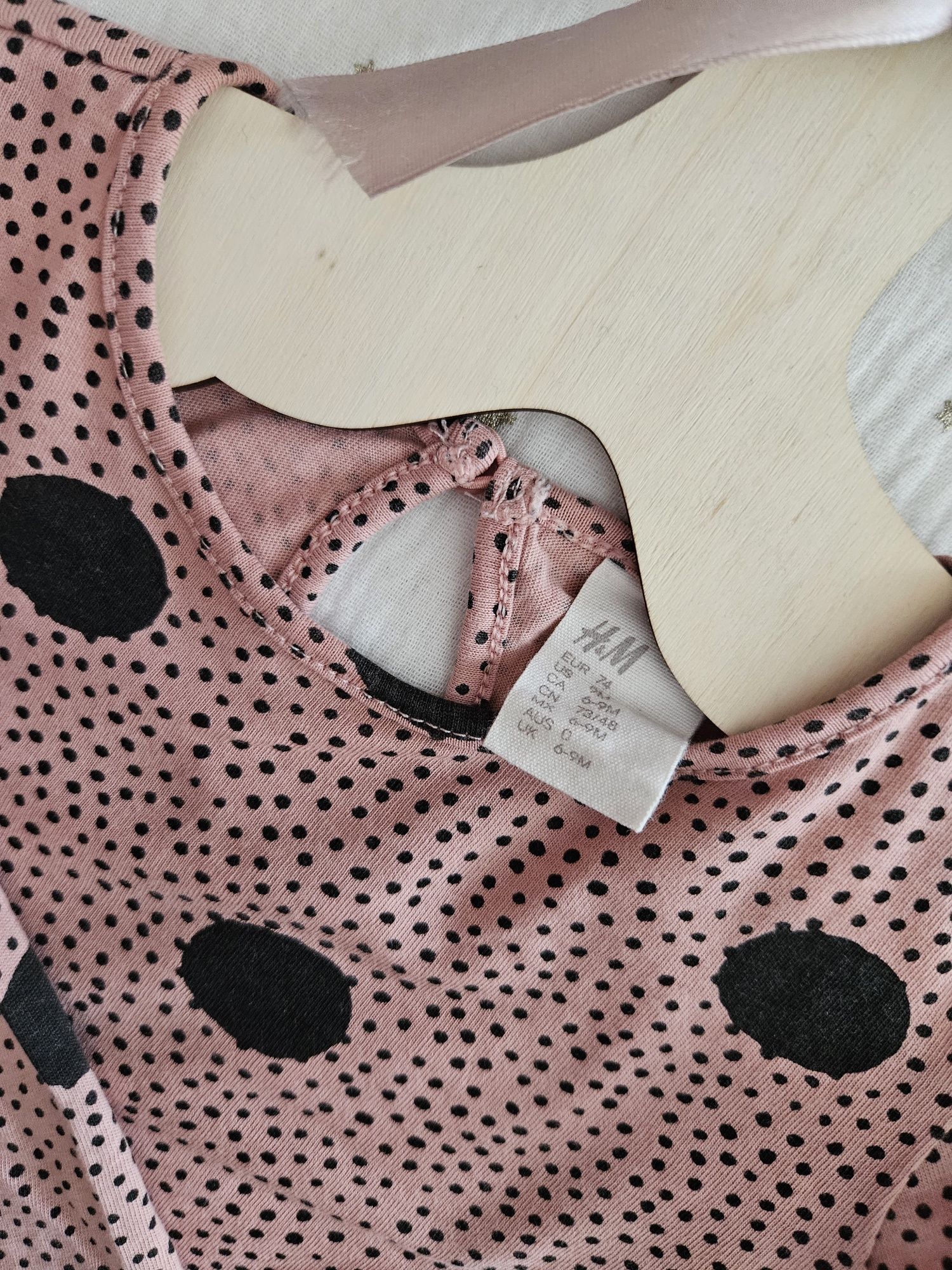 Komplet bluzka długi rękaw i legginsy w kropki 74 H&M