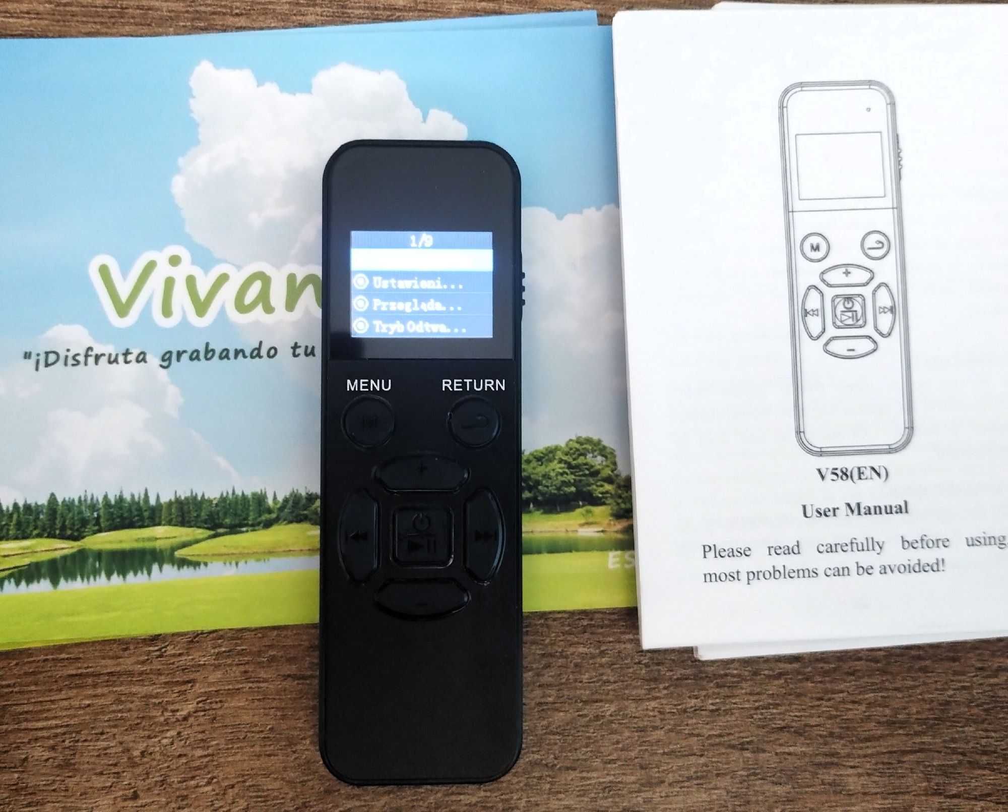 Vivaniir Dyktafon cyfrowy, 64 GB, 1536 kbps, V58 czarny.