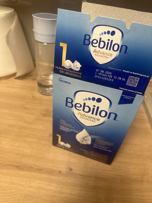 Mleko Bebilon 1 pudelko odpkowane, mieszanka nie odpakowana