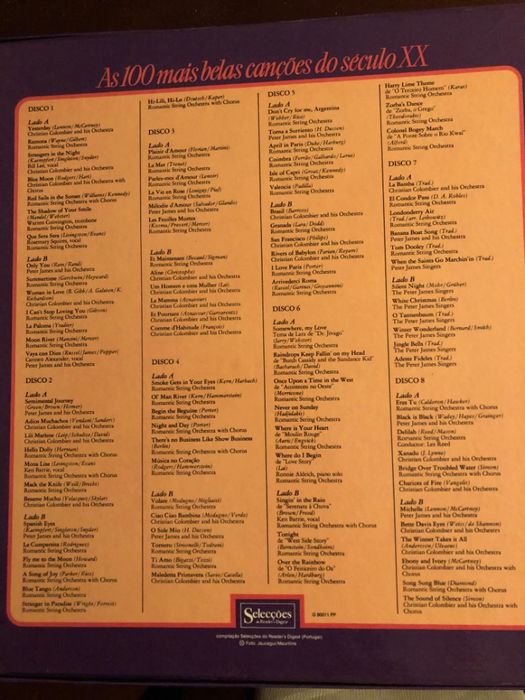As 100 Mais Belas Canções do Século XX - 8 discos de vinil + 1 extra