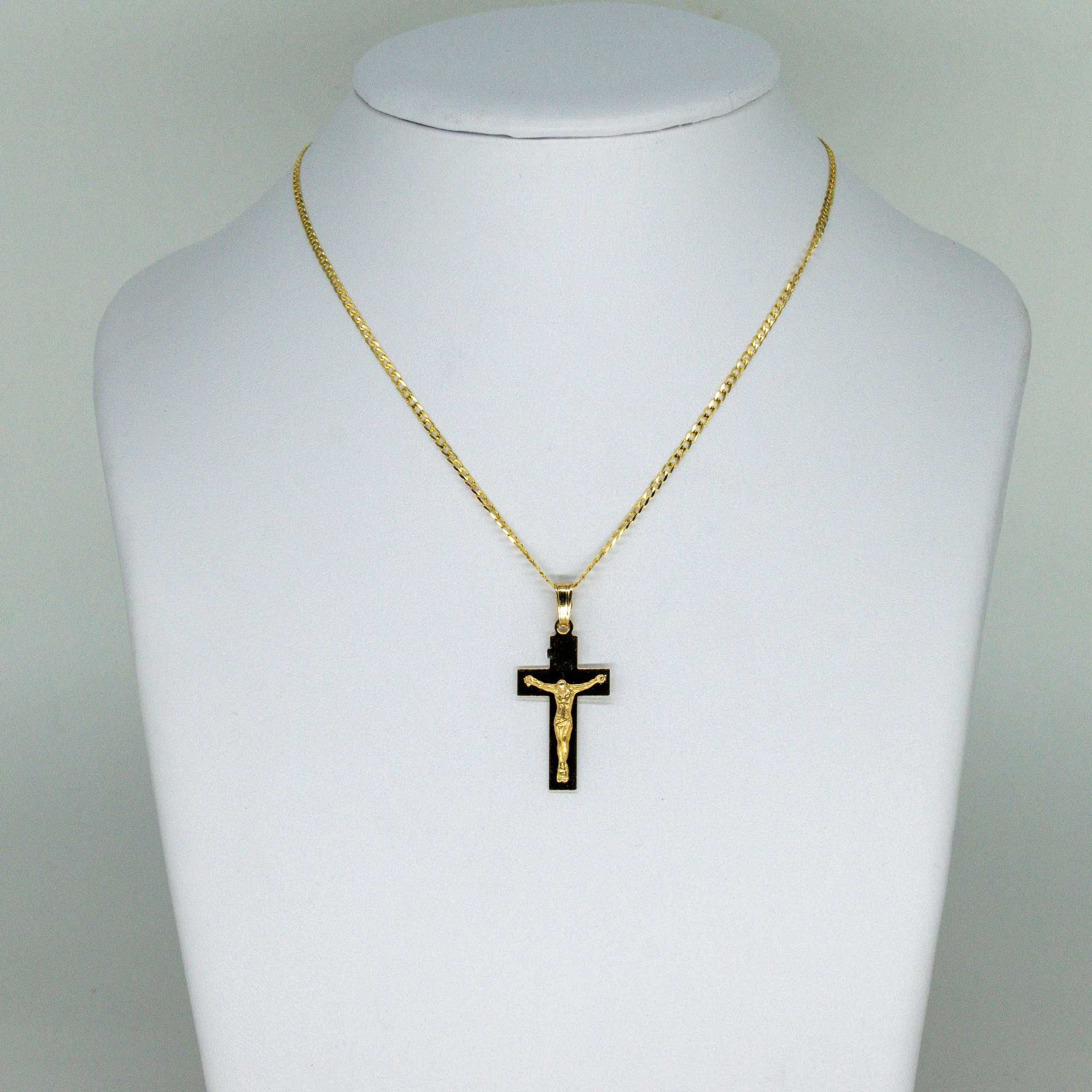 zestaw złota 585 łańcuszek + krzyż 2,97g 45cm NOWY CHRZEST KOMUNIA