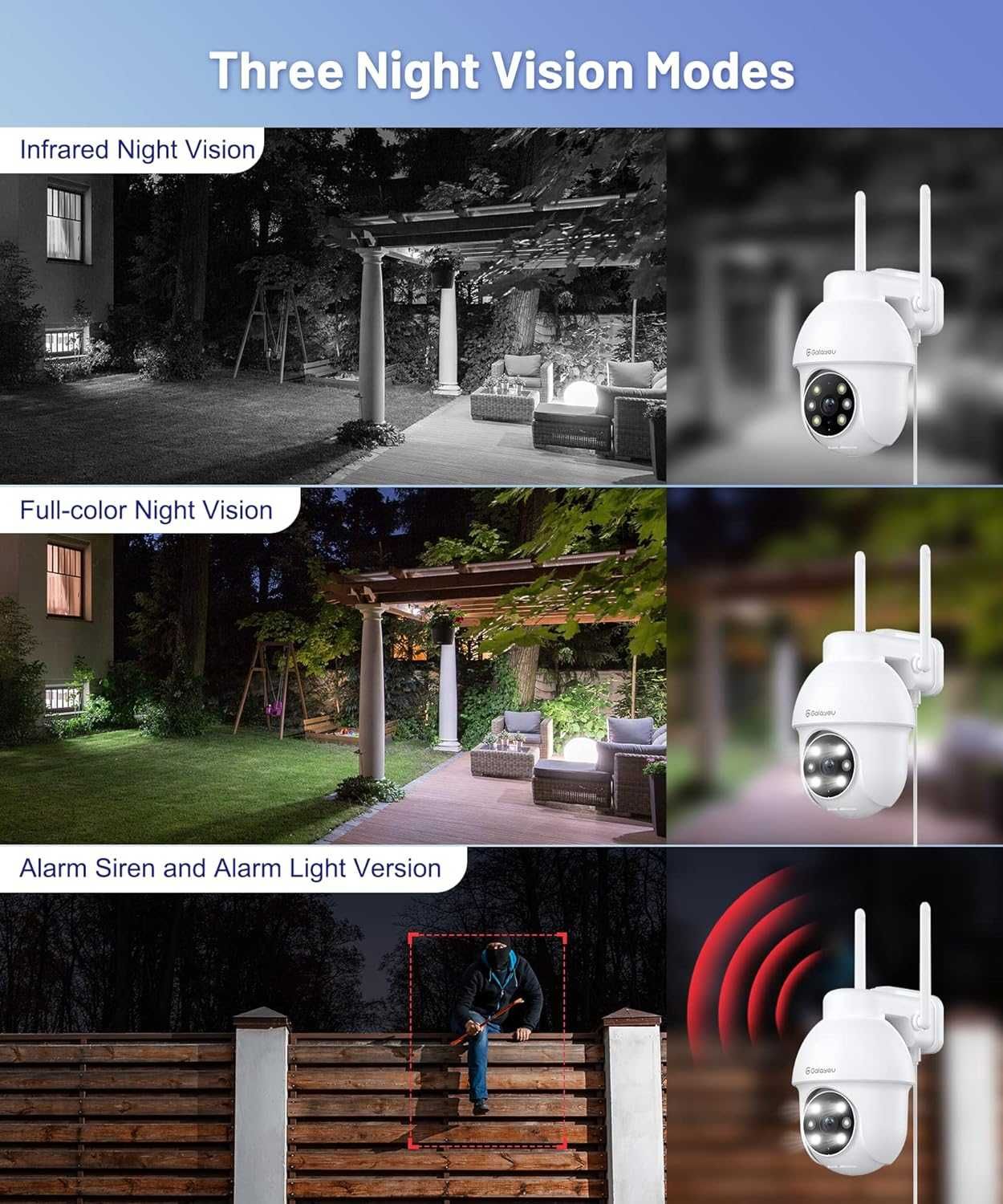 Kamera Ip Obrotowa Zewnętrzna 2k Hd Cctv 360° Wi-fi Noktowizor