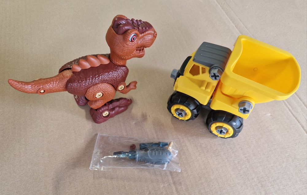 Zabawki do skręcania auto i dinozaur