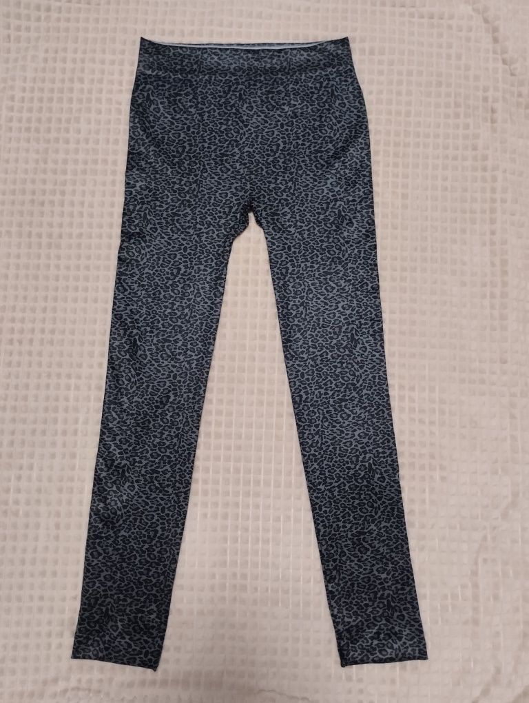Spodnie legginsy getry w panterkę z wysokim stanem S/M