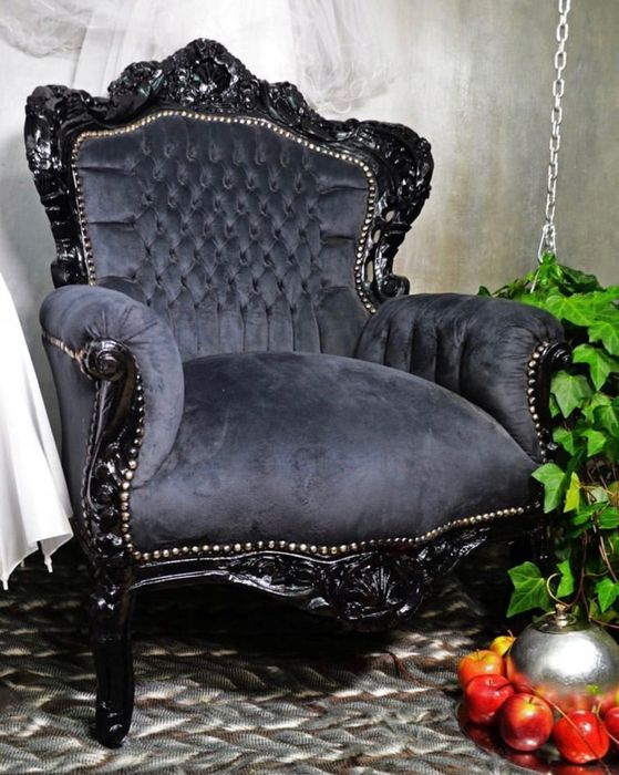 fotel barokowy czarny