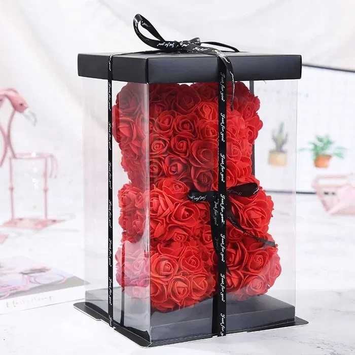 MIŚ z Róż + Pudełko + Płatki Róż - Gotowy - IDEALNY NA PREZENT