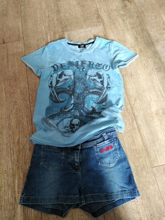 Spodenki, szorty ESPRIT jeans 140 cm + koszulka HM