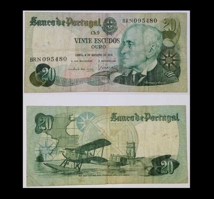 Notas Portuguesas - 20$ escudos (Gago Coutinho)