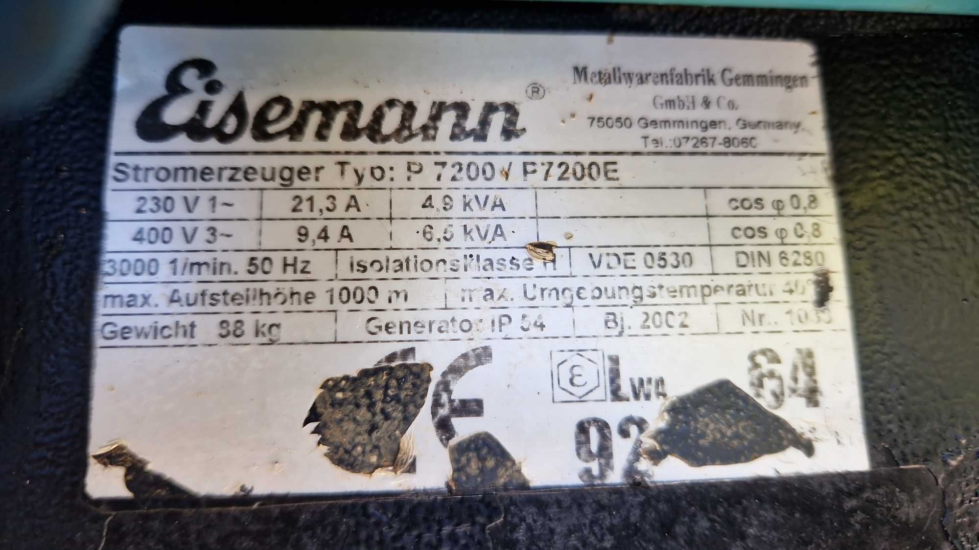 Agregat pradotworczy Honda Eisemann  P7200E 3 fazowy 6,5kVA 400V z AVR