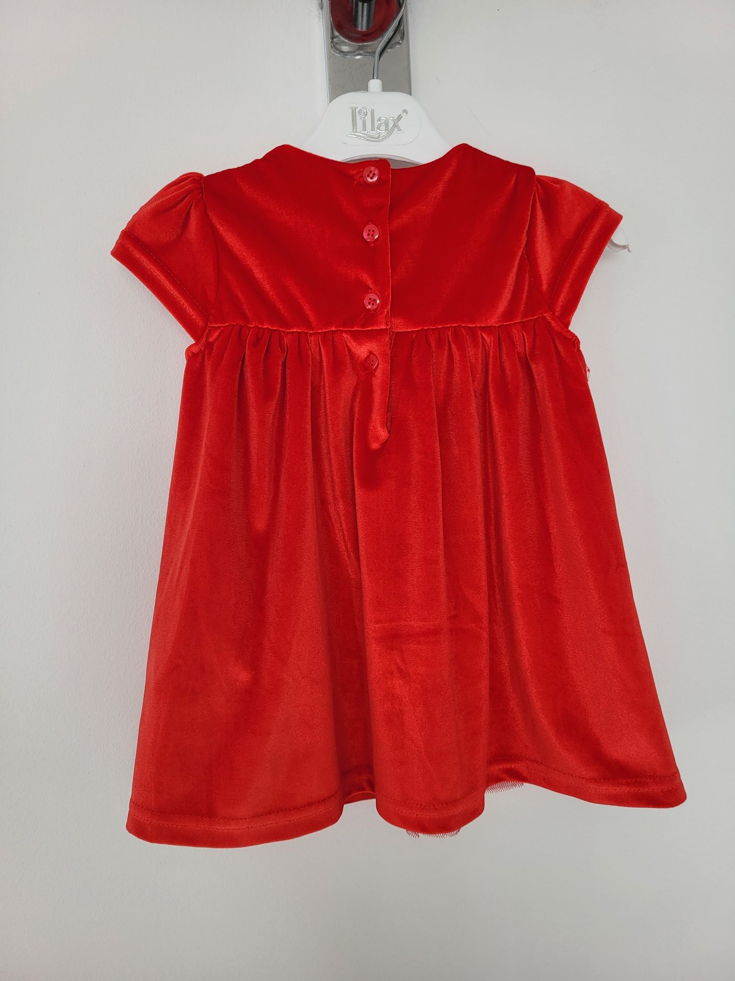 Elegancka sukienka 74 czerwona dla dziewczynki welurowa