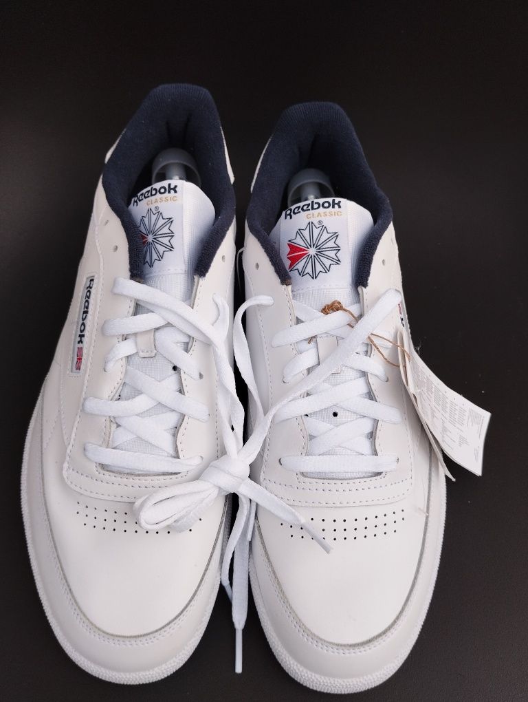 Шкіряні чоловічі кросівки Reebok Club C 85 white 47-48(31.5)