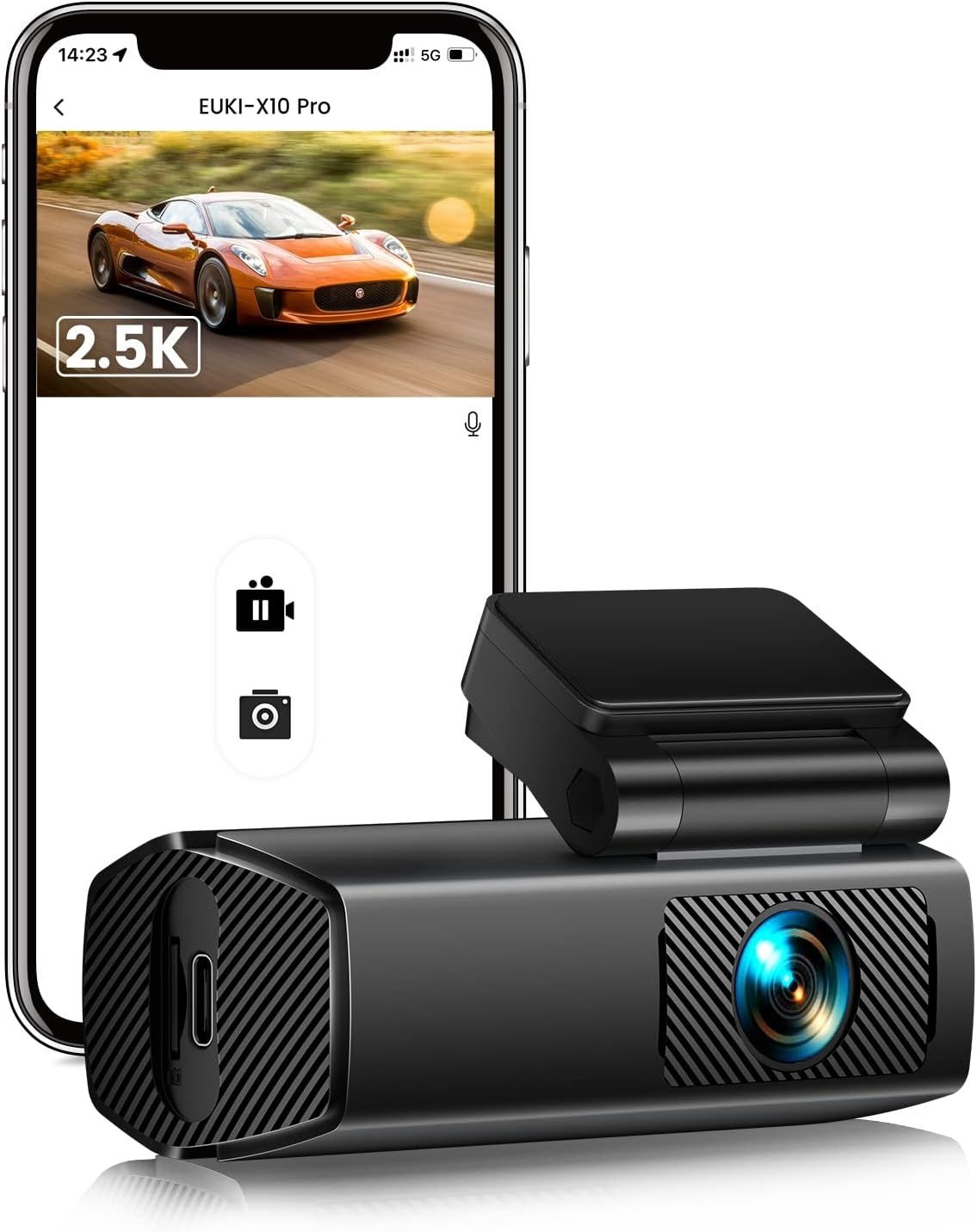 Відеореєстратор EUKI Dash Cam Car, 2.5K WiFi-камера   170° ширококутна