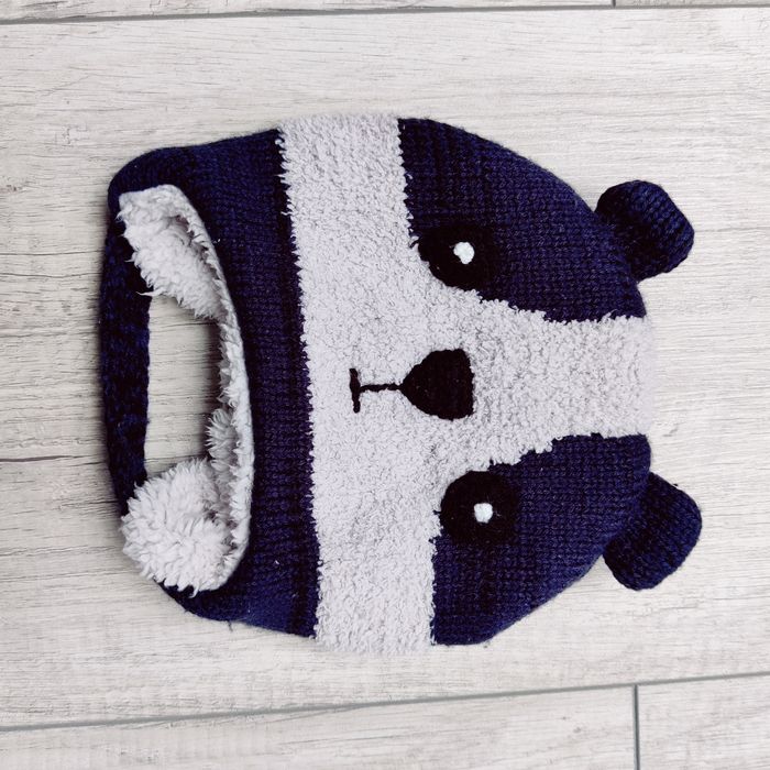 Ocieplana czapka chłopięca zimowa, polarowa miś, r. 49 (86, 1-2 lata)