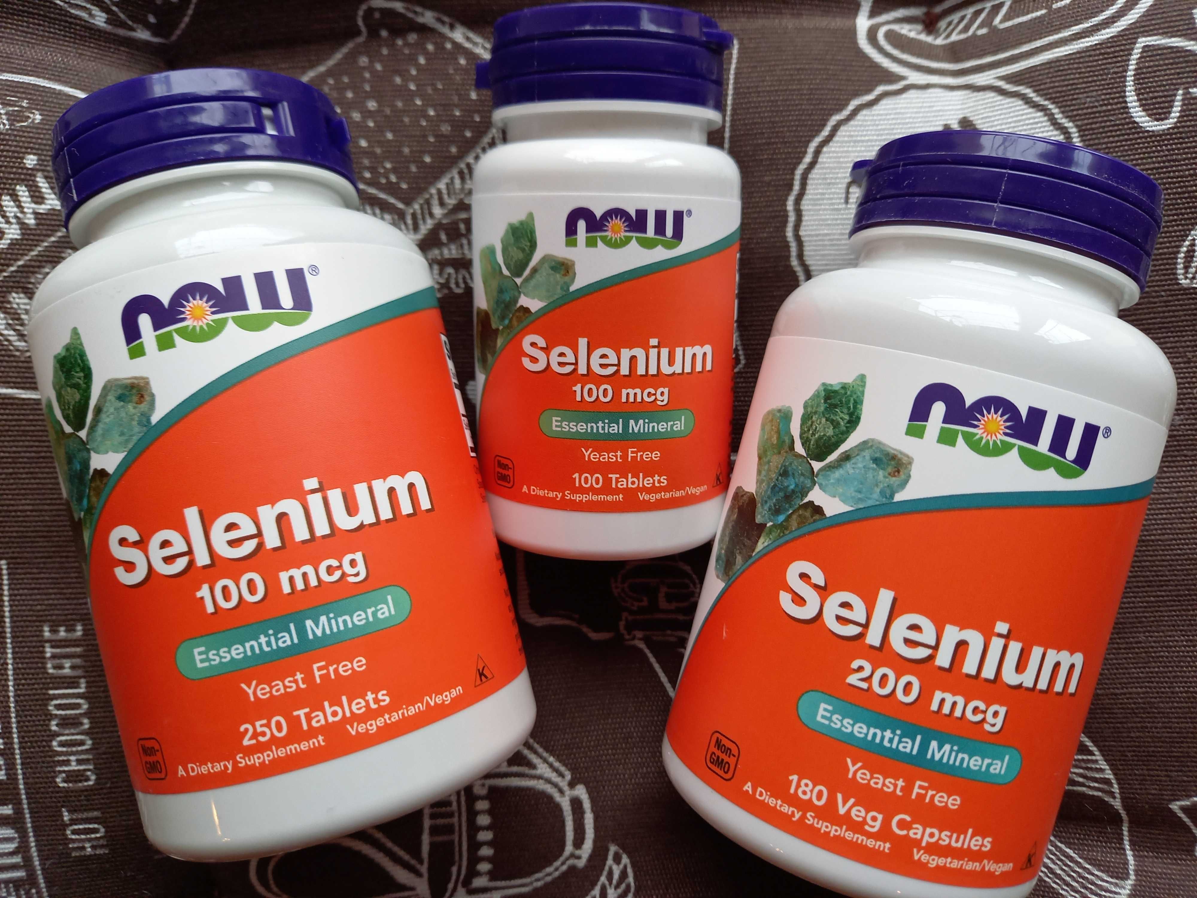 Селен, selenium, 100 200 мкг, Now Foods, 90 100 180 250 капсул