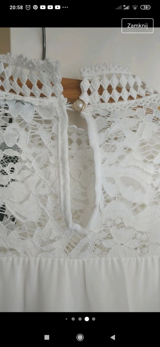Bluzka biala,czesciowo z koronki,rozmiar M.nowa z metka