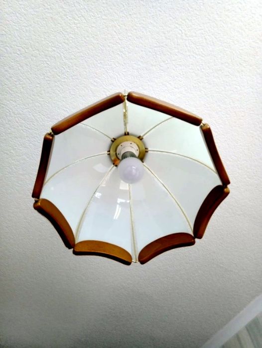 Lampa wisząca szkło+drewno