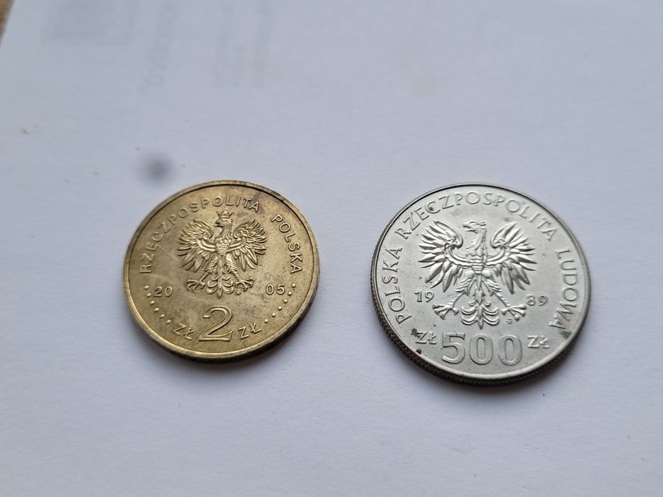 Moneta 500z z l  1989 roku i 2 zł