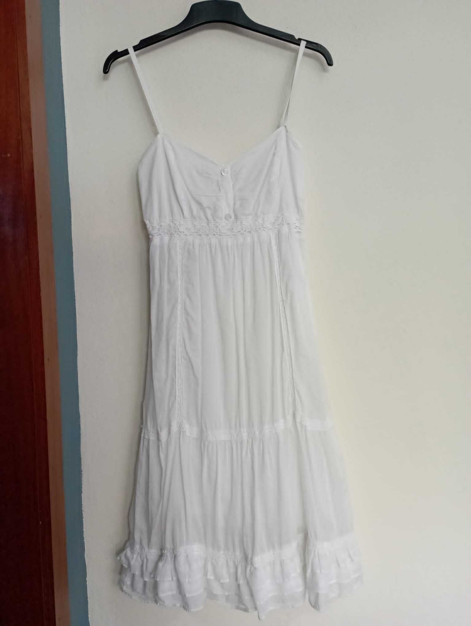 Vestido de alças branco em algodão (Tam. M)