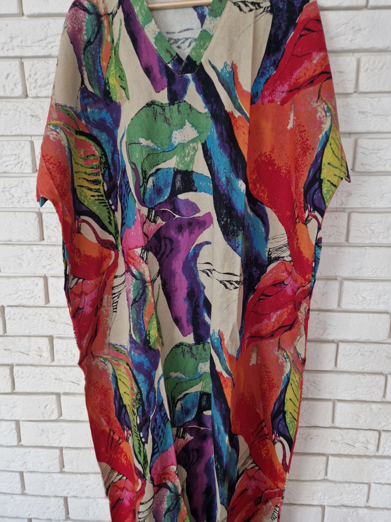 Lniana sukienka oversize i 100% len XXL 44 XL 42 Plus Size boho