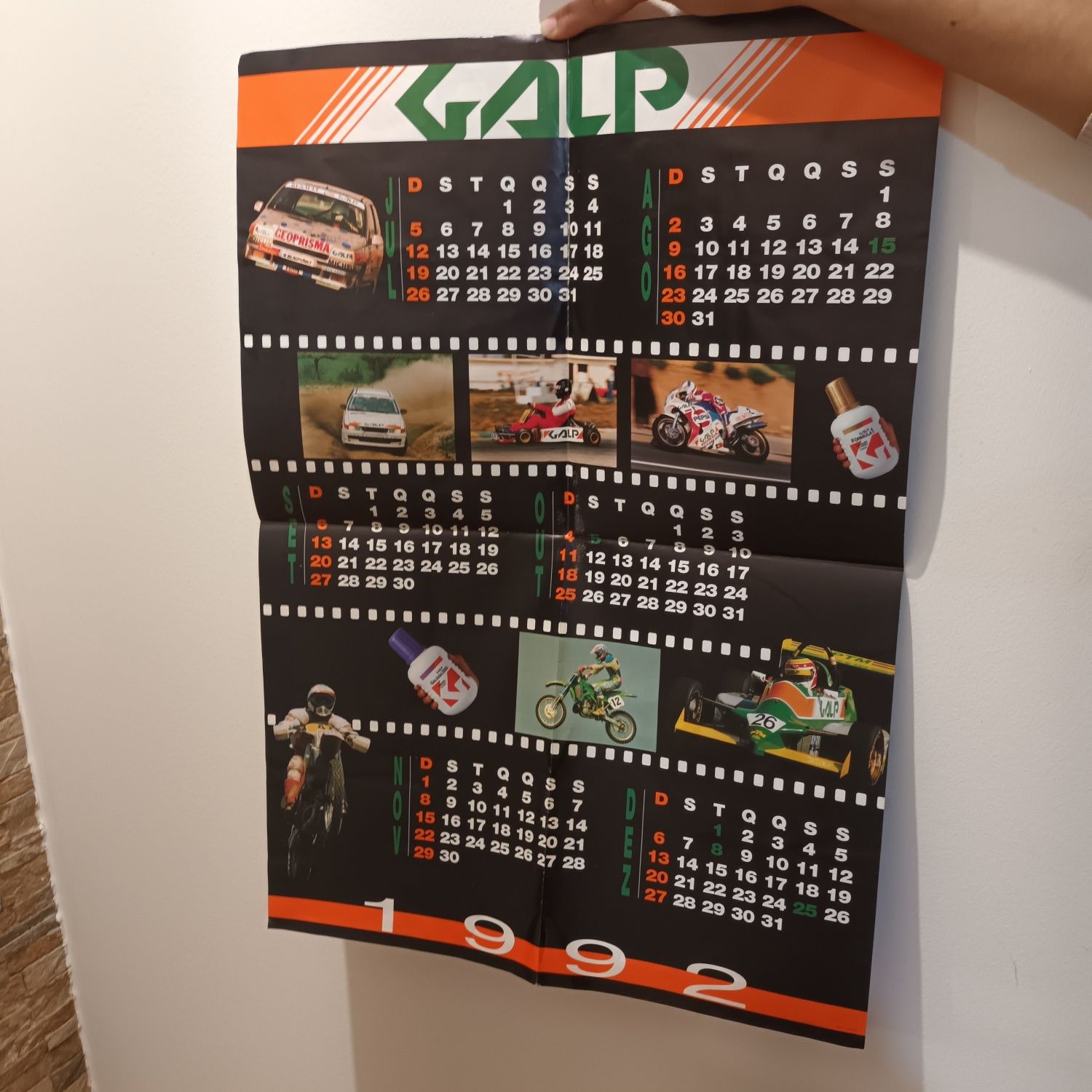 Raro calendário poster galp de 1992 completo em bom esdado