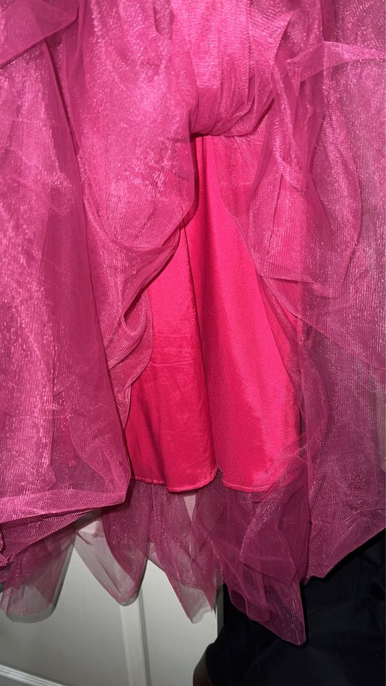 sukienka tiulowa różowa fuksja tiul wieczorowa imprezowa balowa