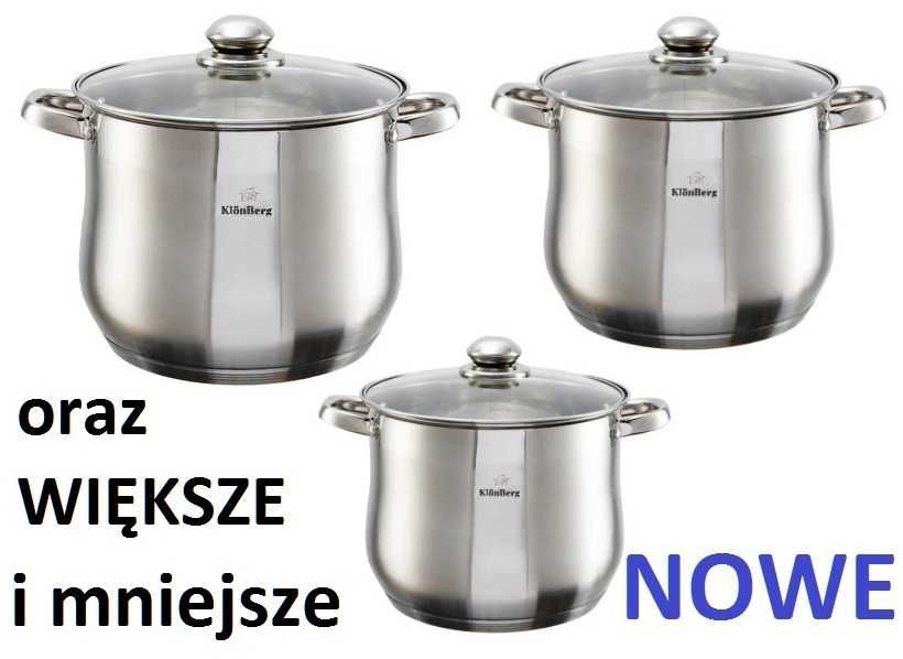 Zestaw DUŻYCH garnków Stalowych na INDUKCJĘ,Gaz..komplet 11L/13,5L/17L