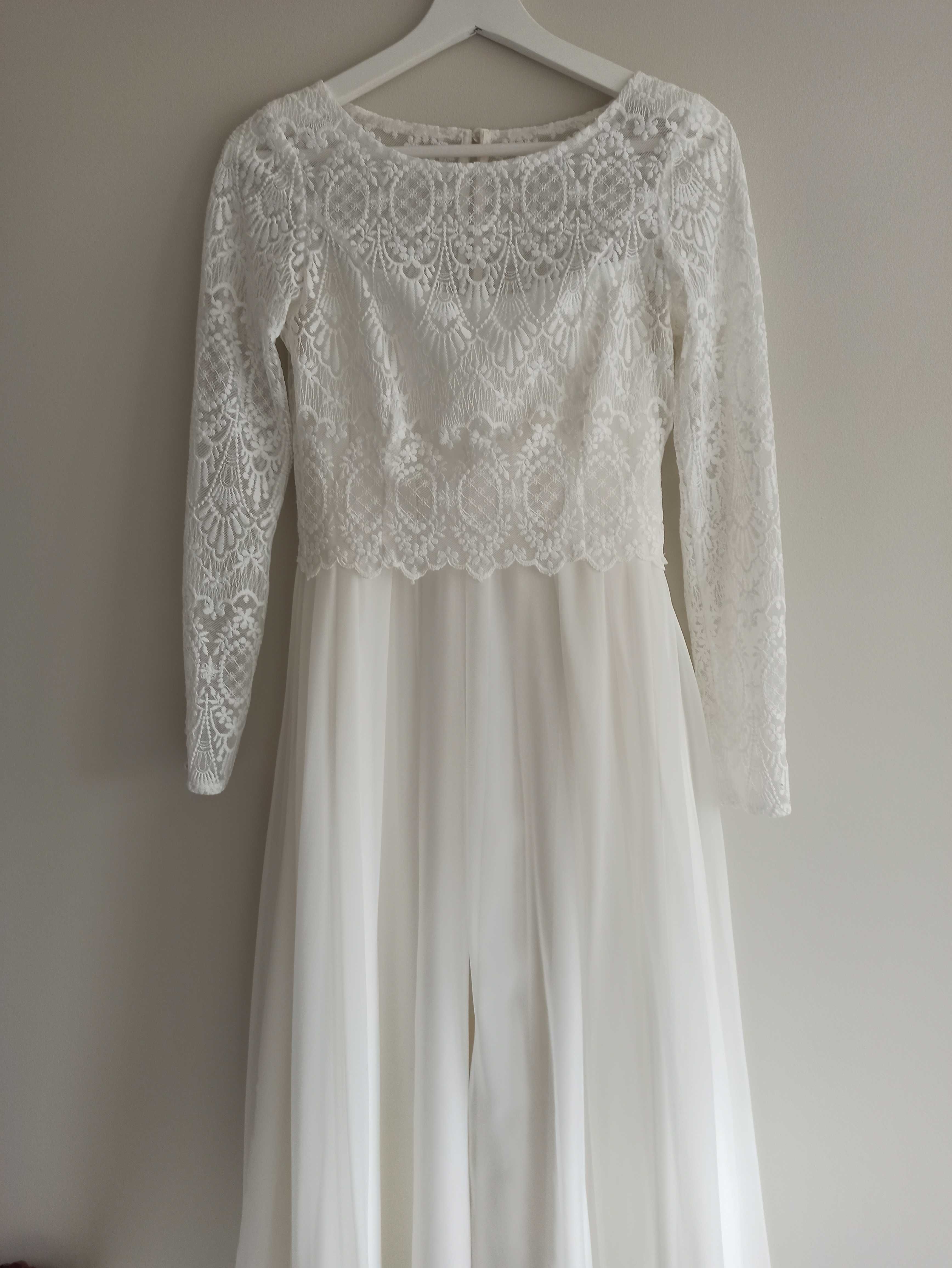 Dwuczęściowa klasyczna suknia ślubna, styl boho, firma MeLove