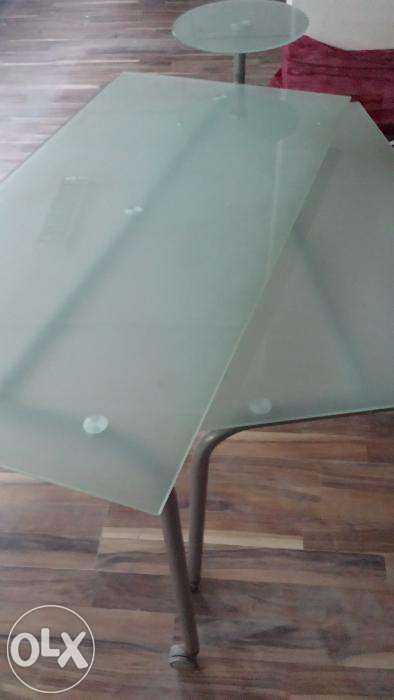 Nowoczesne biurko szklane rozkładane dwuczęściowe ,dwupoziomowe