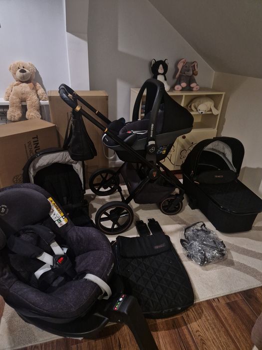 Wózek Venicci Tinum SE 3w1,5w1, foteliki i baza Maxi Cosi, super stan