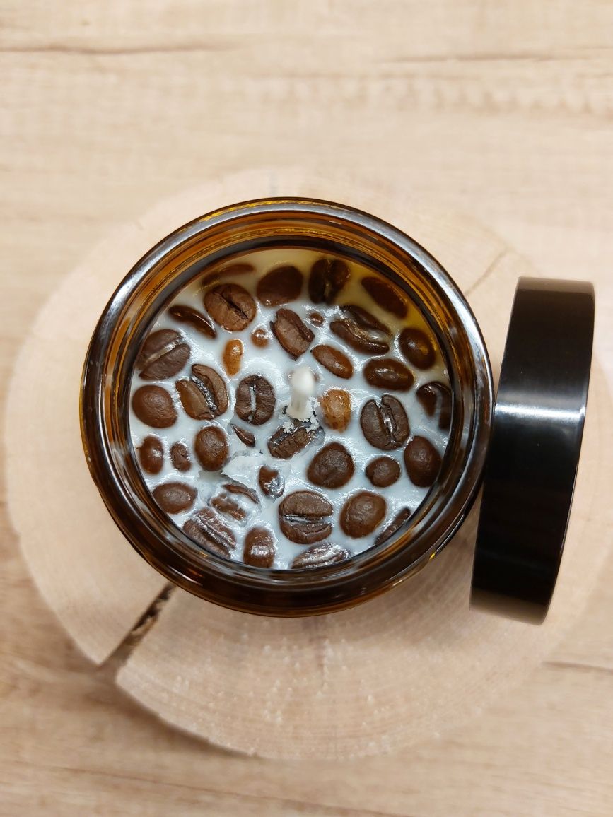 Świeca sojowa o zapachu kawy ręcznie robiona 120 ml