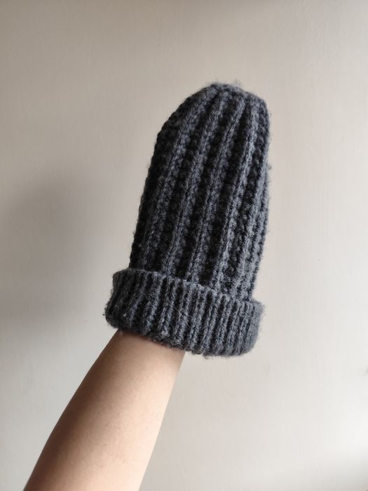 Czapka z włóczki 100% wełna odpinany pompon futerko naturalne