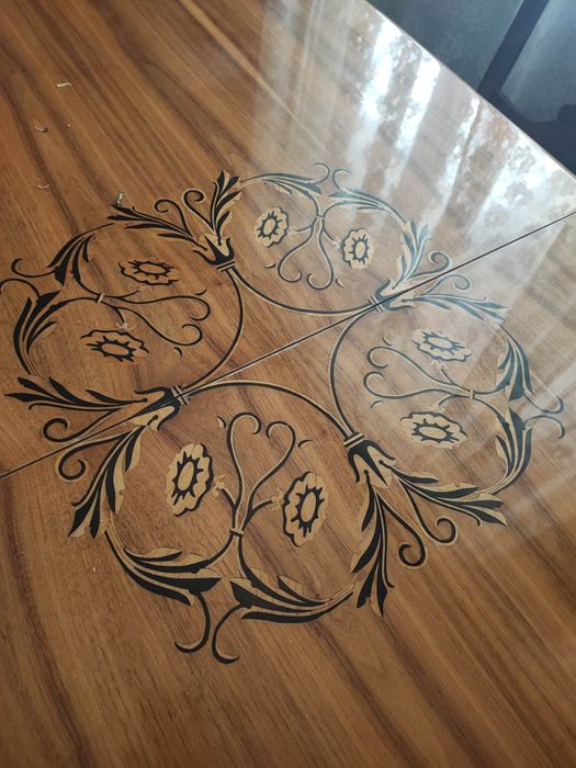 Stół owalny rozsuwany Intarsja lata 70-80